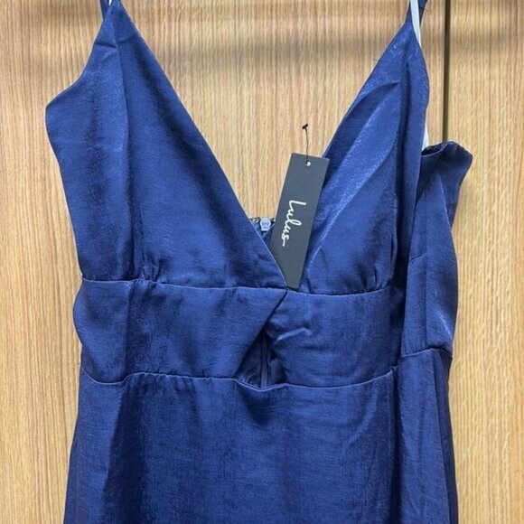 Lulus XL Navy Blue Satin Maxi Dress - Picture 2 of 10